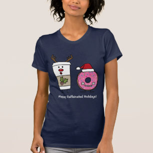 Christmas Reindeer Coffee and Santa Donut T-Shirt
