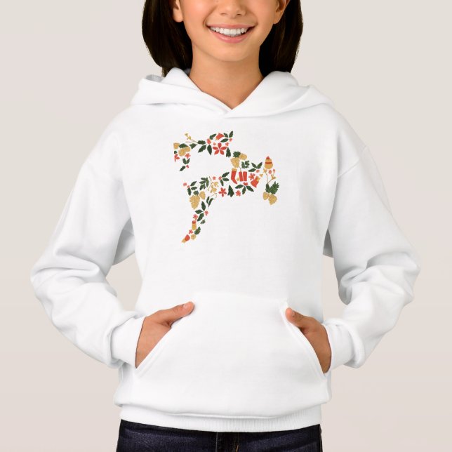 Christmas Reindeer Collage Hoodie – Festive Holida (Front)