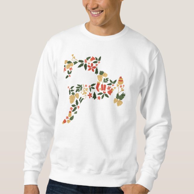 Christmas Reindeer Collage Hoodie – Festive Holida (Front)