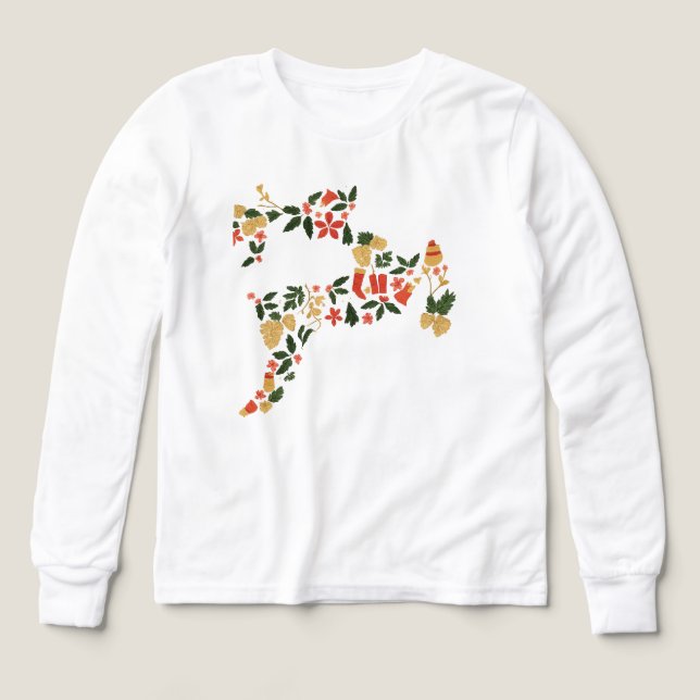 Christmas Reindeer Collage Hoodie – Festive Holida Tri-Blend Shirts (Design Front)