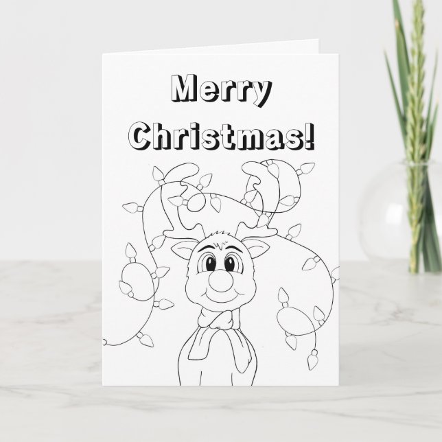 Christmas Reindeer Coloring Card (Front)