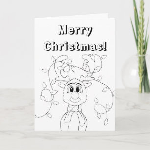 Christmas Reindeer Coloring Card