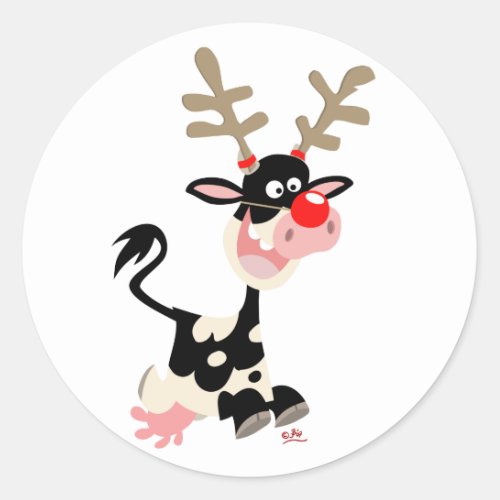 Christmas Reindeer counterfeit Classic Round Sticker