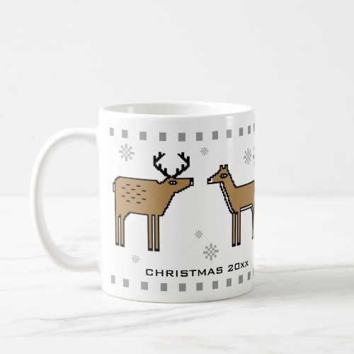 Christmas Reindeer Couple Add Names Farmhouse Coffee Mug