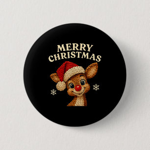 Christmas Reindeer Crochet Cute Merry Christmas Re Button
