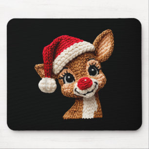 Christmas Reindeer Crochet Cute Merry Christmas Re Mouse Pad