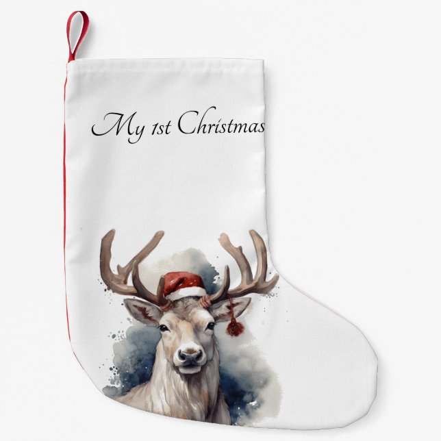 Christmas Reindeer, customizable Small Christmas Stocking (Front)