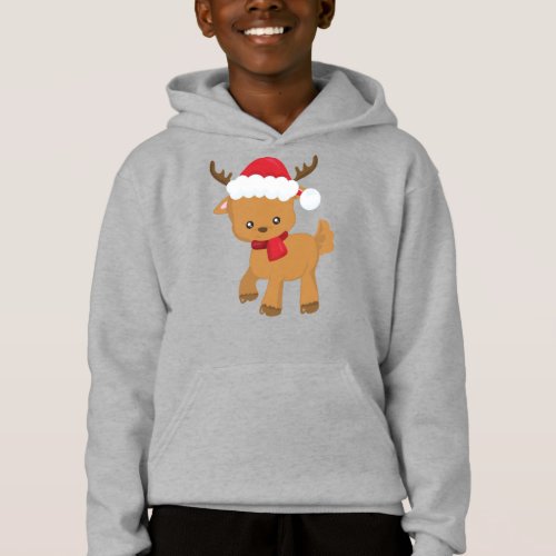 Christmas Reindeer Cute Reindeer Santa Hat Hoodie