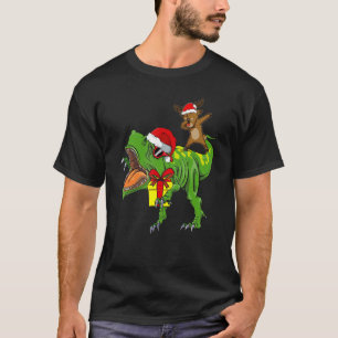 Christmas Reindeer Dabbing Riding Dinosaur Xmas Pa T-Shirt