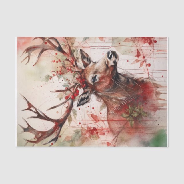 Christmas Reindeer Decoupage Paper  (Front)