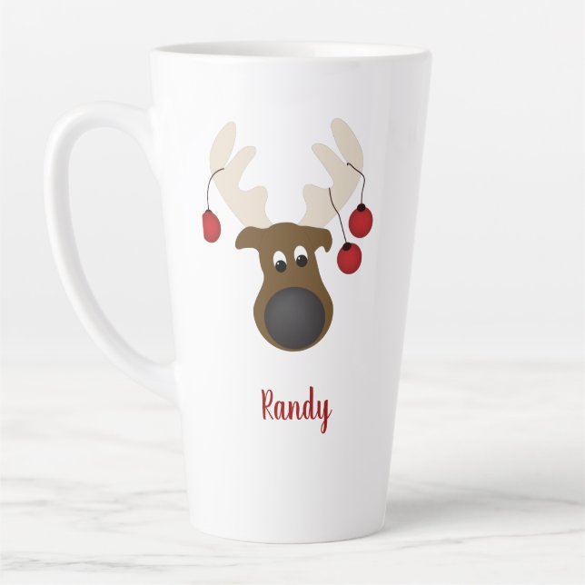 Christmas Reindeer Deer Personalized 17oz Latte Mug (Left)