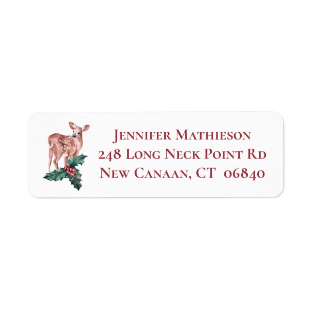 Christmas Reindeer Deer Red Winter Wedding Party Label (Front)