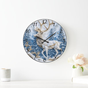 Christmas Reindeer Delight Décor Large Clock