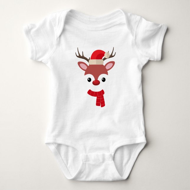 Christmas Reindeer face      Baby Bodysuit (Front)