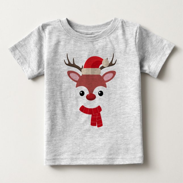 Christmas Reindeer face    Baby T-Shirt (Front)