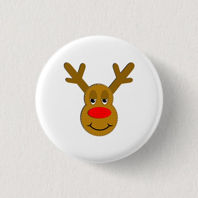 Christmas Reindeer Face Button (Front)