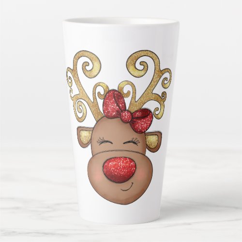 Christmas reindeer face fun festive holiday   latte mug