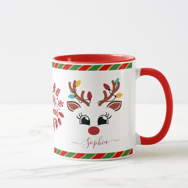 Christmas reindeer Face Holiday Gifts Mug (Right)