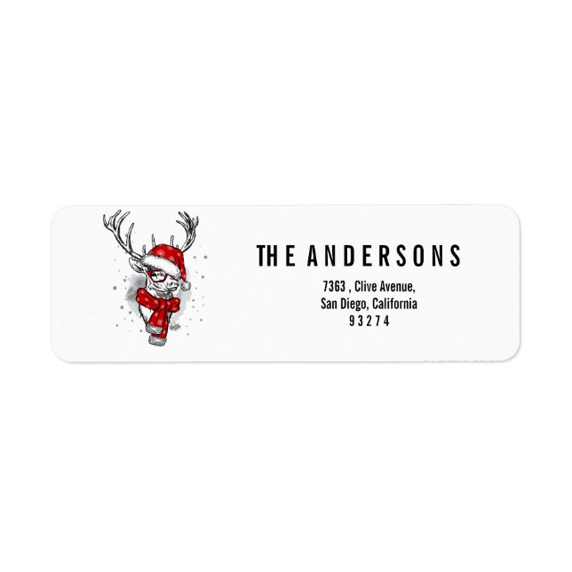 Christmas Reindeer face Label (Front)