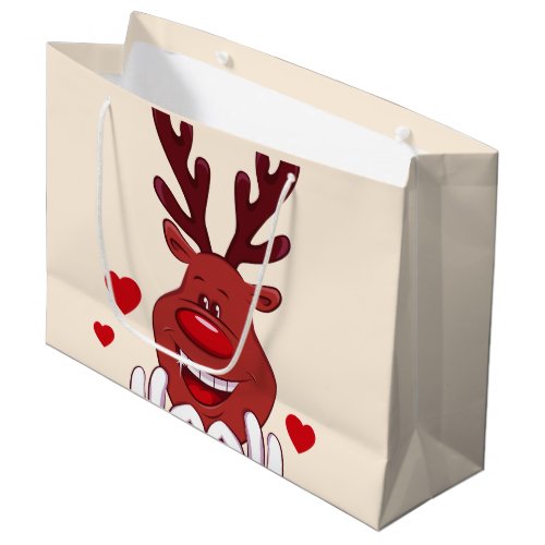 Christmas Reindeer face Large Gift Bag