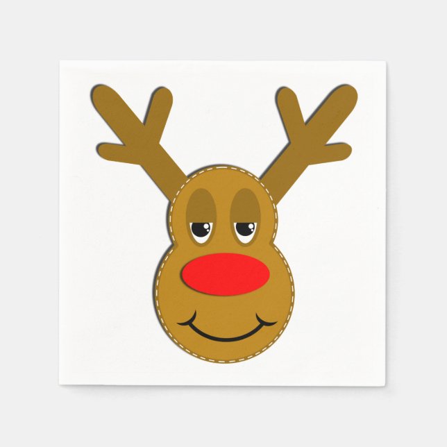 Christmas Reindeer Face Napkins (Front)