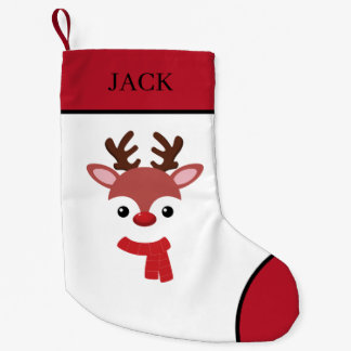 Christmas Reindeer face Small Christmas Stocking