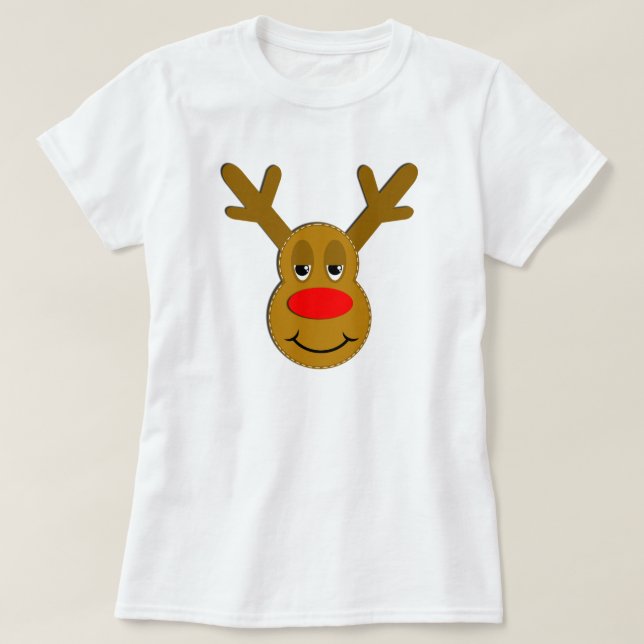 Christmas Reindeer Face T-Shirt (Design Front)