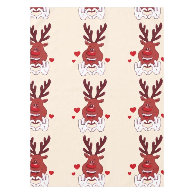 Christmas Reindeer face Tablecloth (Front)