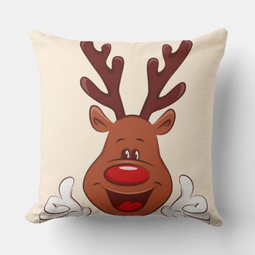 Christmas Reindeer face Throw Pillow