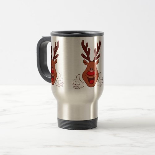 Christmas Reindeer face Travel Mug