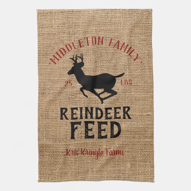 Christmas 🦌 Reindeer Feed Farm Kitchen Towel (Vertical)