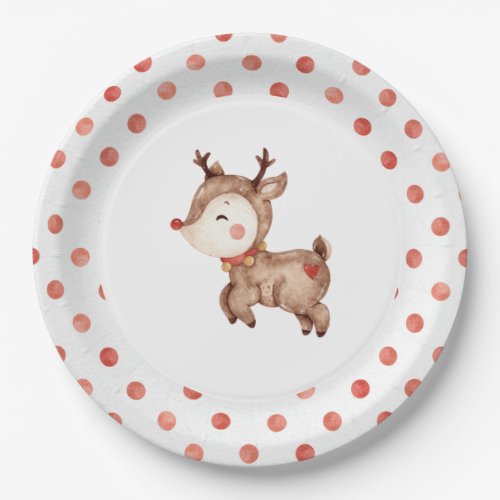 Christmas Reindeer  First Birthday Paper Plate