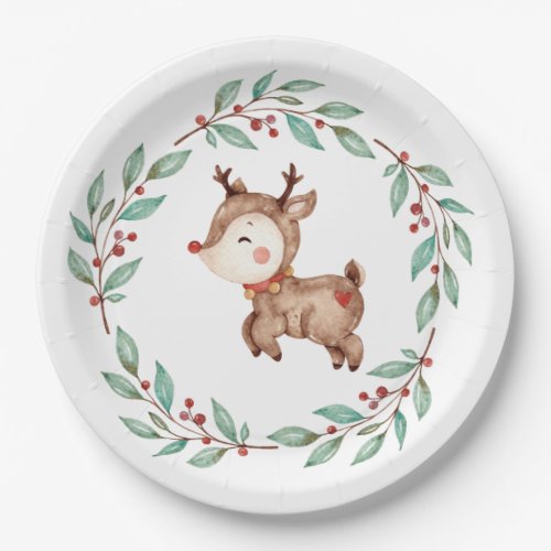 Christmas Reindeer  First Birthday Paper Plate