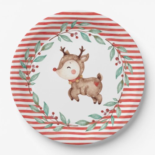 Christmas Reindeer  First Birthday Paper Plate