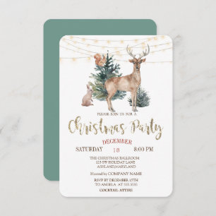 Christmas Reindeer,Forest Christmas Party Invitation