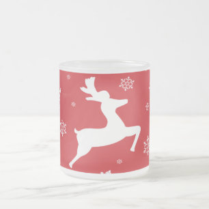 Christmas Reindeer Frosted Glass Coffee Mug