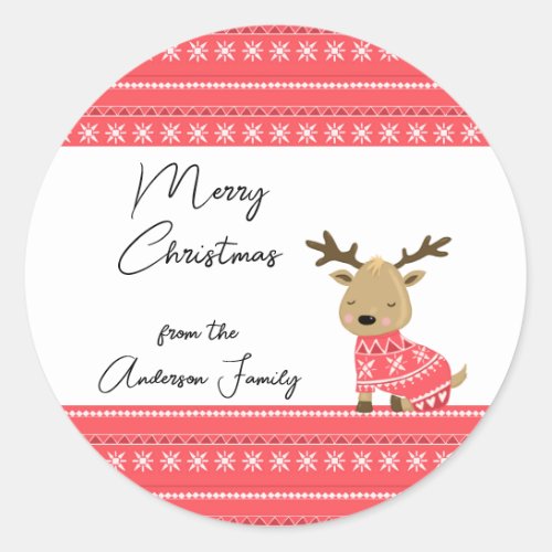 Christmas Reindeer gift Classic Round Sticker