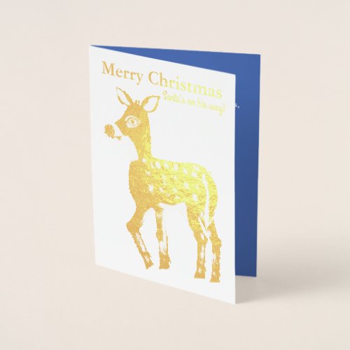 Christmas Reindeer Gold Foil Greeting Card
