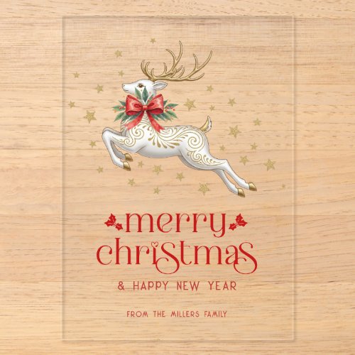 Christmas Reindeer Gold TypographyGreeting Card Acrylic Invitations