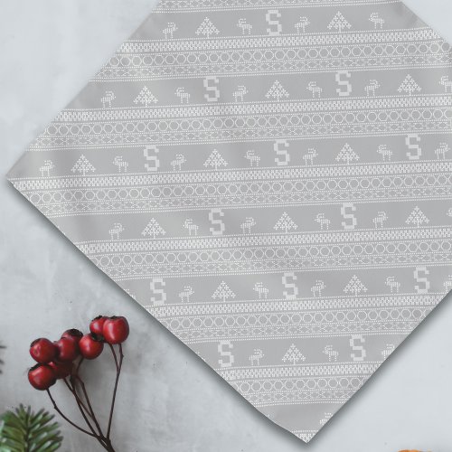 Christmas Reindeer Gray Holiday Bandana