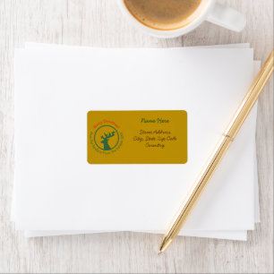 Christmas Reindeer Green Red Gold Template Address Label