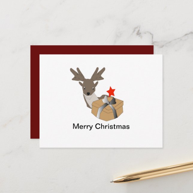 Christmas Reindeer Greeting Cards (Front/Back In Situ)