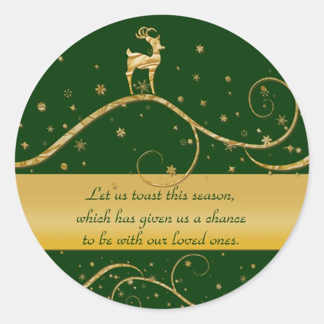 Christmas reindeer greetings classic round sticker (Front)