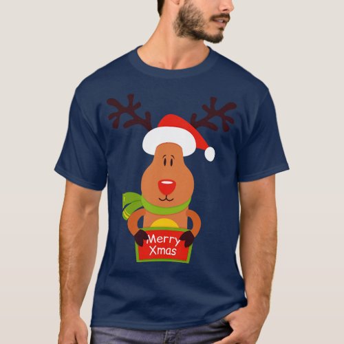 Christmas reindeer Happy Christmas and a happy new T_Shirt