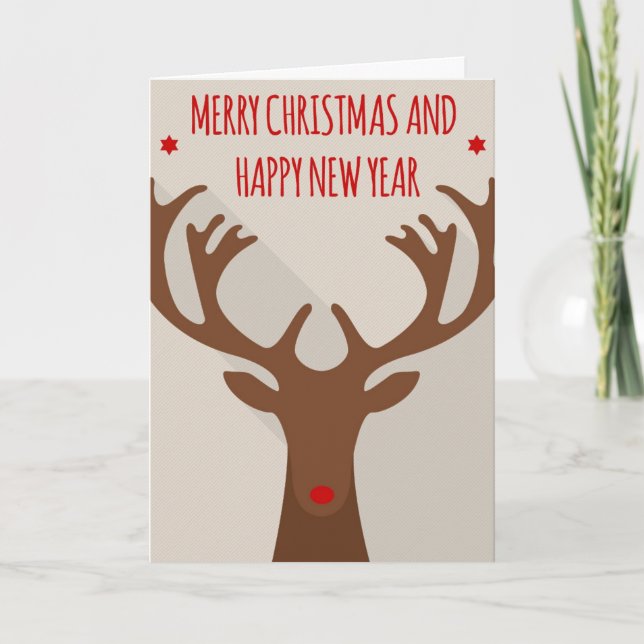Christmas reindeer hip cool elk modern holiday card (Front)