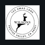 Christmas Reindeer Holiday Address Rubber Stamp<br><div class="desc">An elegant Christmas circular address rubber stamp to be customized with your address and family name.</div>
