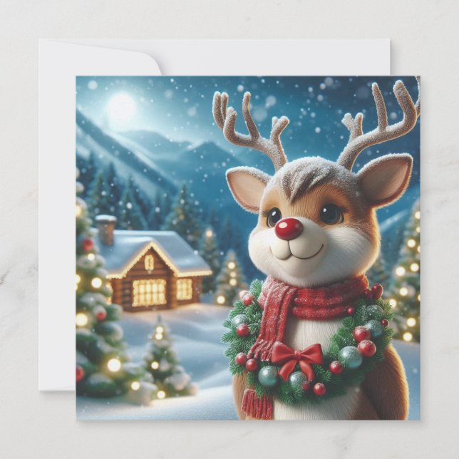 Christmas Reindeer Holiday Card (Front)