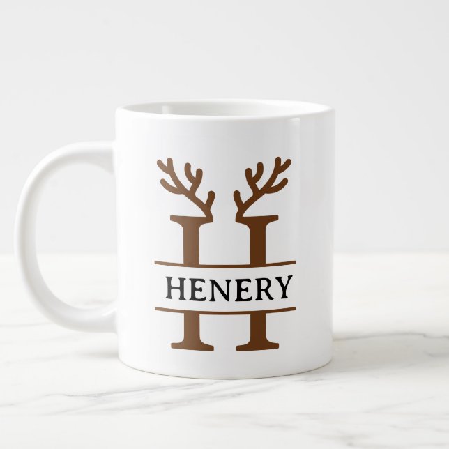Christmas Reindeer holiday Mug, Custom winter  Giant Coffee Mug (Left)