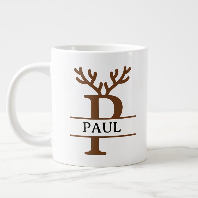 Christmas Reindeer holiday Mug, Custom winter  Giant Coffee Mug (Left)
