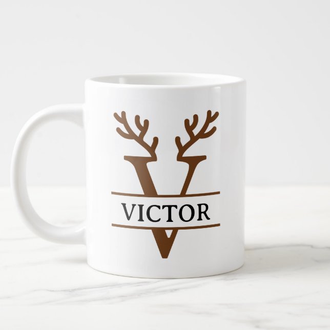 Christmas Reindeer holiday Mug, Custom winter  Giant Coffee Mug (Left)